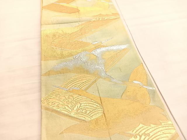 平和屋着物◎六通柄袋帯 立波飛鶴文 金銀糸 正絹 逸品 BAAV3746hv
