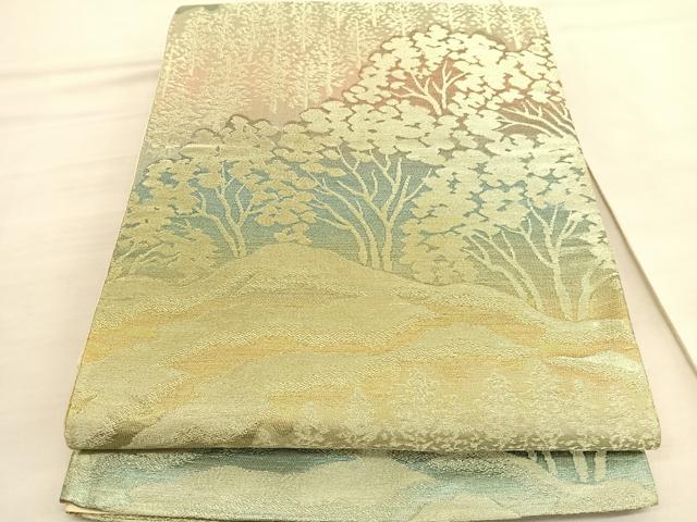 平和屋着物◎六通柄袋帯 樹林文 金糸 正絹 逸品 BAAV3749hv