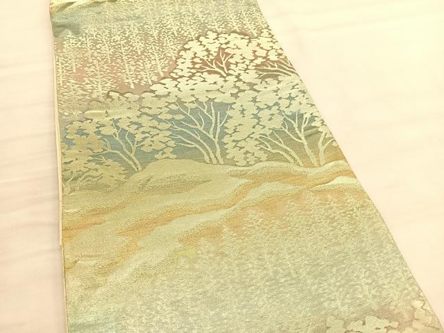 平和屋着物◎六通柄袋帯 樹林文 金糸 正絹 逸品 BAAV3749hv