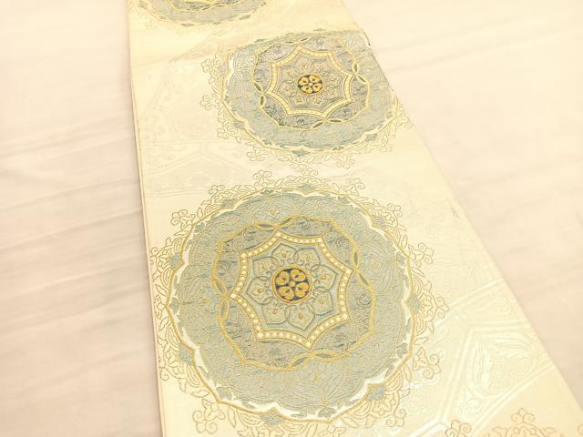 平和屋着物◎六通柄袋帯 飾花文 金糸 正絹 逸品 BAAV3751hv