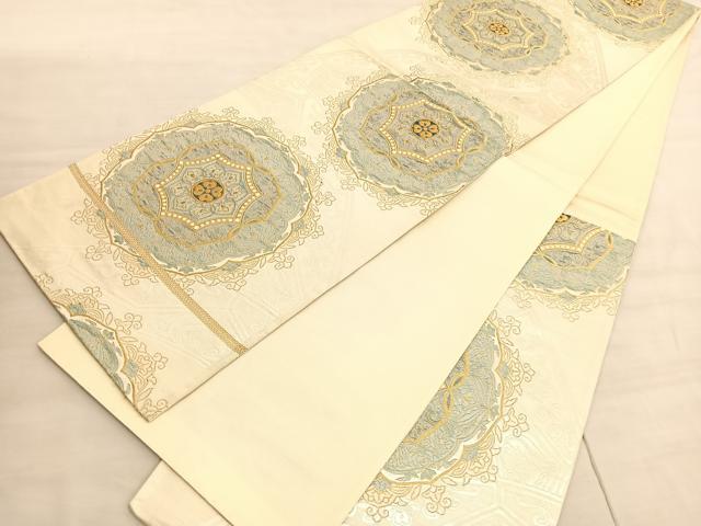 平和屋着物◎六通柄袋帯 飾花文 金糸 正絹 逸品 BAAV3751hv