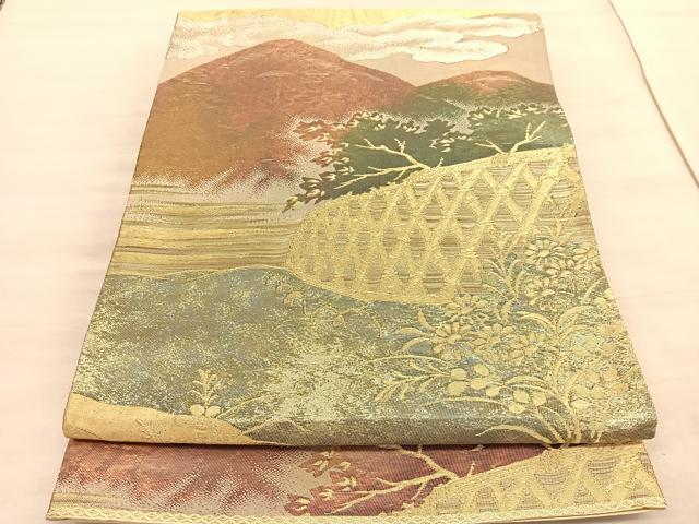 平和屋着物◎六通柄袋帯 籬秋草文 金銀糸 正絹 逸品 BAAV3757hv