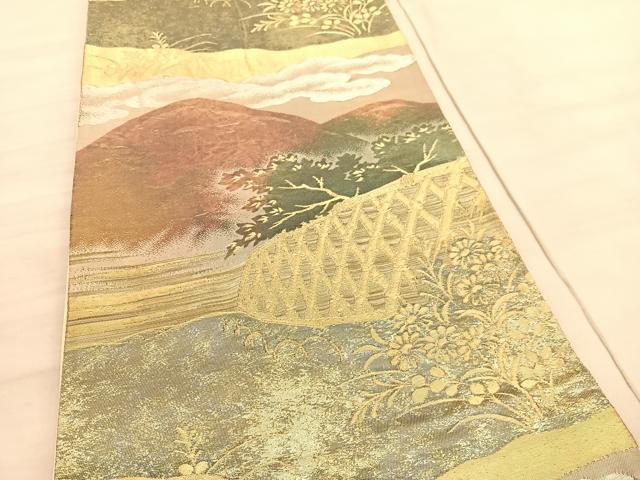 平和屋着物◎六通柄袋帯 籬秋草文 金銀糸 正絹 逸品 BAAV3757hv