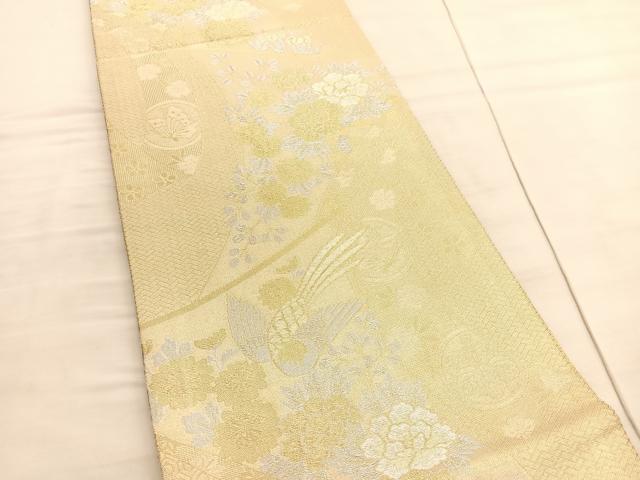 平和屋着物◎佐賀錦 六通柄袋帯 几帳花鳥文 金銀糸 正絹 逸品 BAAV3782hv