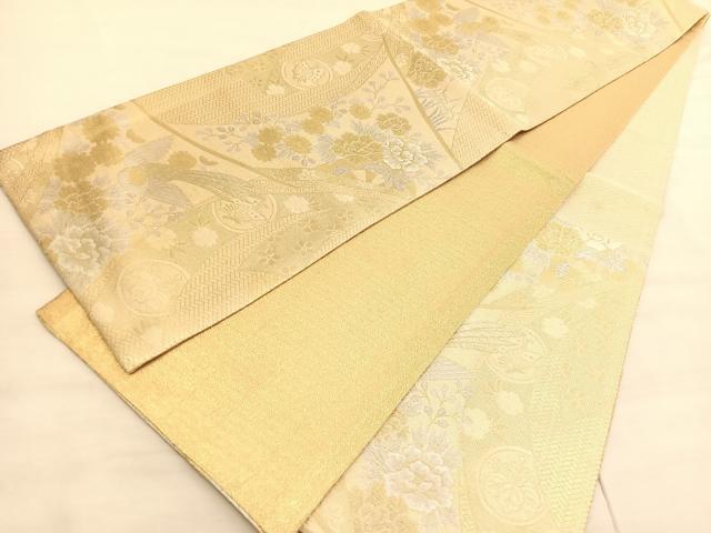 平和屋着物◎佐賀錦 六通柄袋帯 几帳花鳥文 金銀糸 正絹 逸品 BAAV3782hv