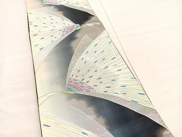 平和屋着物◎六通柄袋帯 唐織 蝶 金銀糸 正絹 逸品 BAAV3794hv