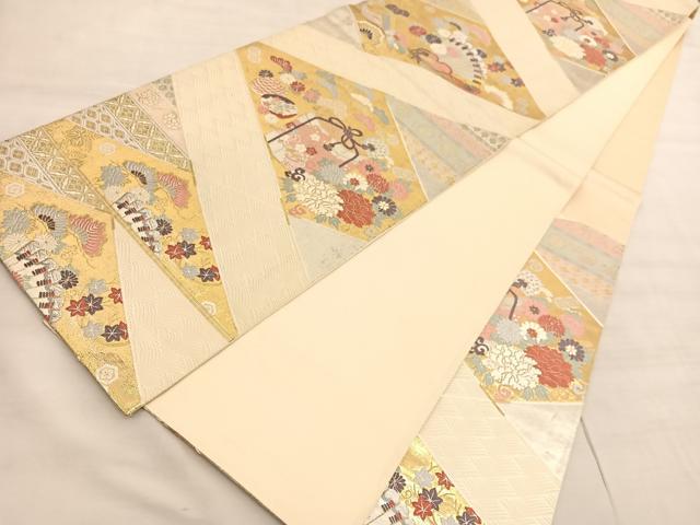 平和屋着物◎六通柄袋帯 唐織 貝桶花文 金銀糸 正絹 逸品 BAAV3797hv
