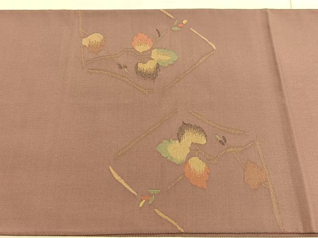 平和屋着物◎太鼓柄袋帯 すくい織 地紙枝葉文 鈴乃屋扱い 正絹 逸品 BAAV3876hv