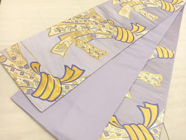 平和屋着物◎六通柄袋帯 唐織 鳳凰束ね熨斗花文 金銀糸 正絹 逸品 BAAV3926hv
