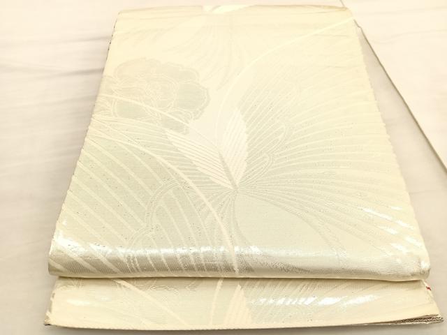 平和屋着物◎両面 全通柄袋帯 舞蝶文 銀糸 正絹 逸品 BAAV3958hv