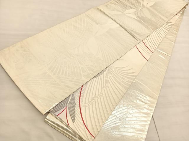 平和屋着物◎両面 全通柄袋帯 舞蝶文 銀糸 正絹 逸品 BAAV3958hv