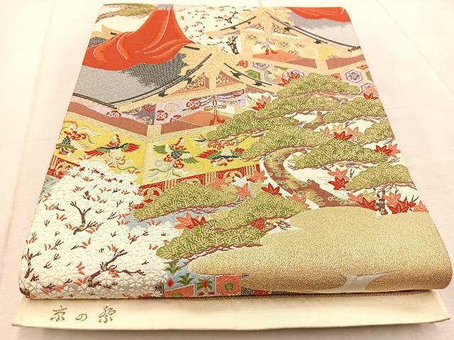 平和屋着物◎六通柄袋帯 唐織 京の祭 金銀糸 正絹 逸品 BAAV4044yc