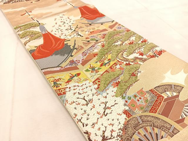 平和屋着物◎六通柄袋帯 唐織 京の祭 金銀糸 正絹 逸品 BAAV4044yc
