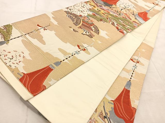 平和屋着物◎六通柄袋帯 唐織 京の祭 金銀糸 正絹 逸品 BAAV4044yc