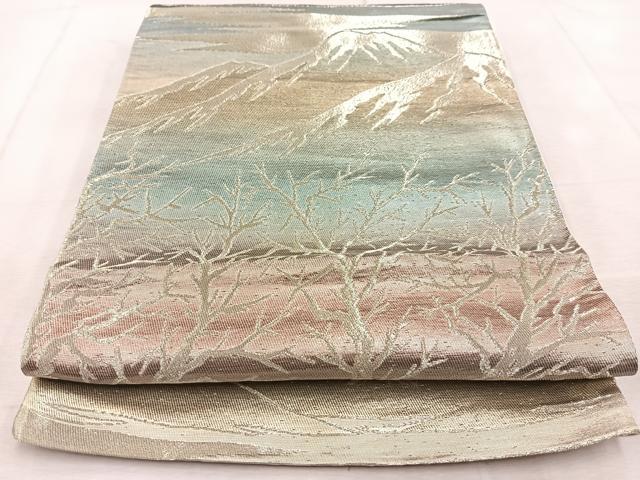 平和屋着物◎六通柄袋帯 木立文 金糸 引箔 正絹 逸品 BAAV4107yc