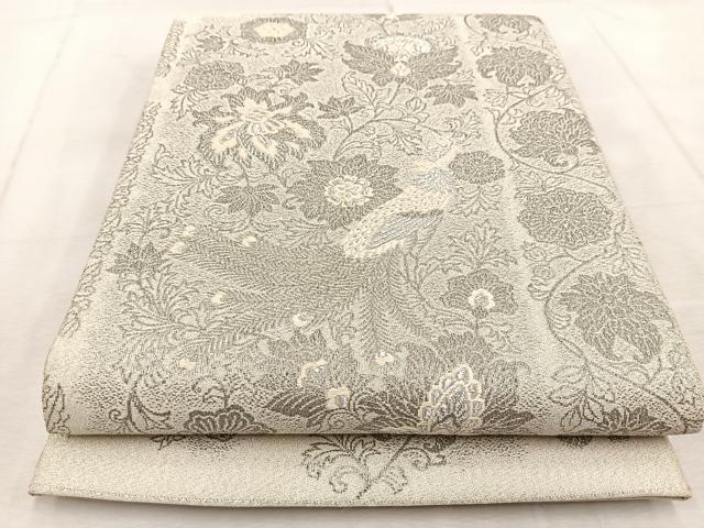 平和屋着物◎太鼓柄袋帯 唐織 綴れ 鳳凰更紗 プラチナ箔 正絹 逸品 BAAV4111yc