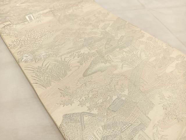 平和屋着物◎六通柄袋帯 御所解文 銀糸 正絹 逸品 BAAV4150yc