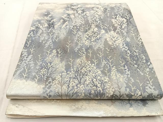 平和屋着物◎六通柄袋帯 蔵王高原 銀糸 正絹 逸品 BAAV4219yc
