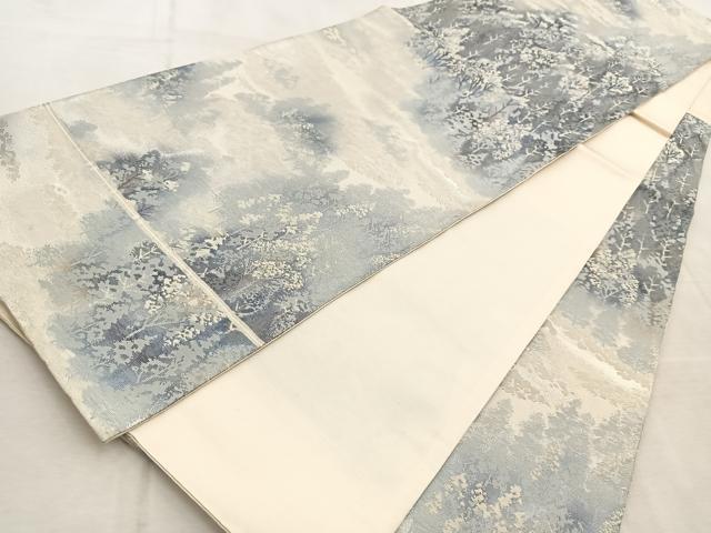 平和屋着物◎六通柄袋帯 蔵王高原 銀糸 正絹 逸品 BAAV4219yc