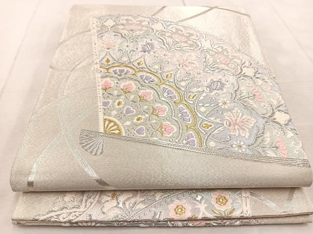 平和屋着物◎六通柄袋帯 唐織 扇面更紗 金銀糸 正絹 逸品 BAAV4222yc