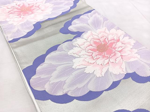 平和屋着物◎六通柄袋帯 唐織 雲取り牡丹文 金糸 正絹 逸品 BAAV4224yc