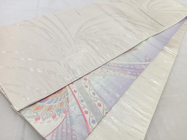 平和屋着物◎両面 六通柄袋帯 唐織 孔雀花文 金銀糸 正絹 逸品 BAAV4226yc