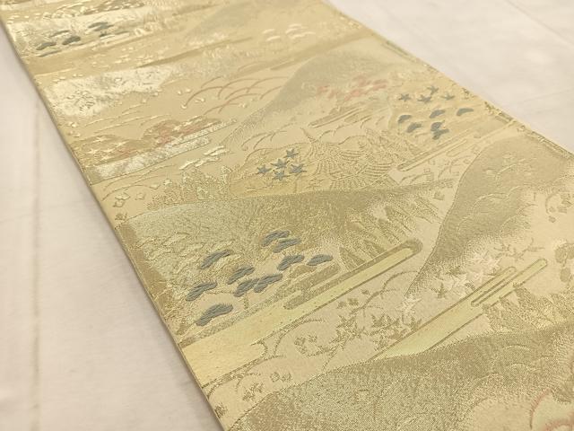 平和屋着物◎六通柄袋帯 唐織 古城風景文 金糸 正絹 逸品 BAAV4302yc