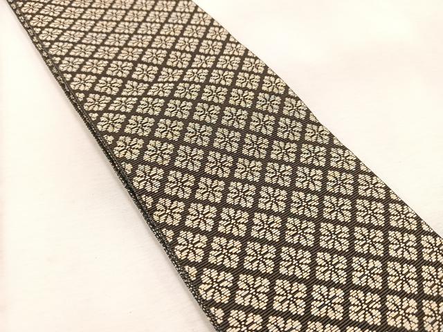 平和屋着物●男性 本場筑前博多織 角帯 花菱文 正絹 逸品 未使用 BAAV4386yc