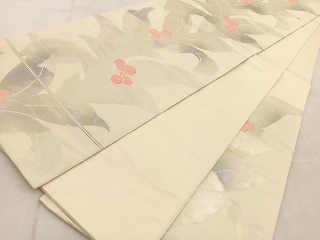平和屋着物◎六通柄袋帯 南天文 金銀糸 引箔 正絹 逸品 BAAV4439yc