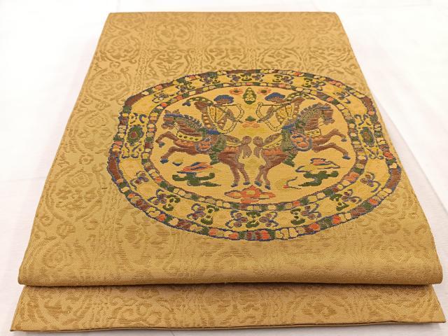 平和屋着物◎太鼓柄 本袋帯 狩猟文 正絹 逸品 BAAV4511yc