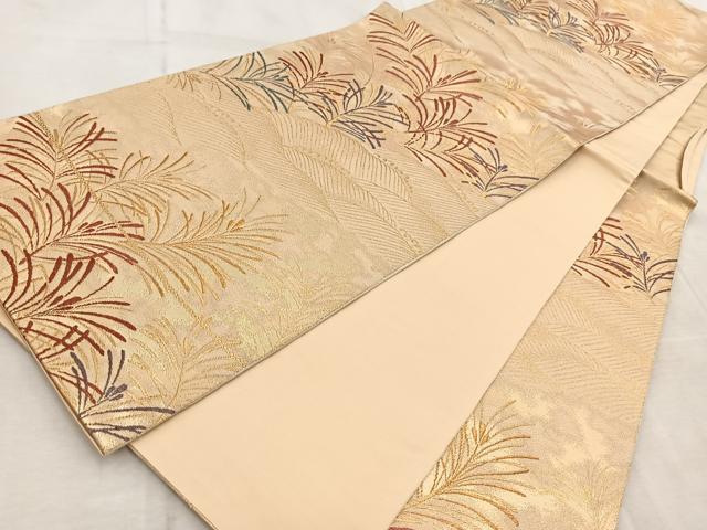 平和屋着物◎六通柄袋帯 立波若松葉文 金糸 正絹 逸品 BAAV4521yc
