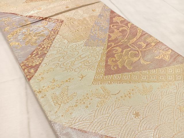 平和屋着物◎佐賀錦 六通柄袋帯 珀鳳 金糸 正絹 逸品 BAAV4559yc