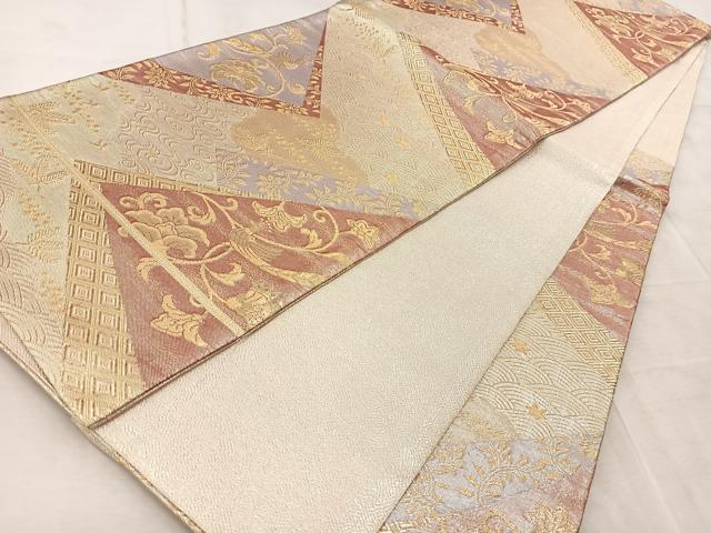 平和屋着物◎佐賀錦 六通柄袋帯 珀鳳 金糸 正絹 逸品 BAAV4559yc
