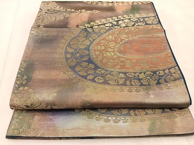 平和屋着物◎六通柄袋帯 花丸文 金銀糸 引箔 正絹 逸品 BAAV4673yc