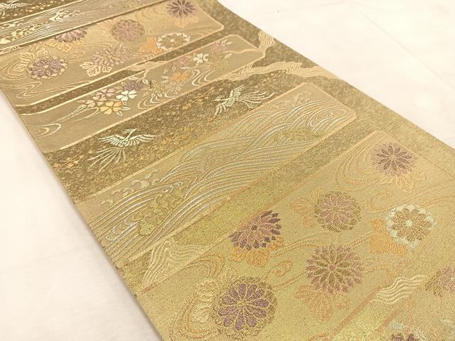 平和屋着物◎六通柄袋帯 流水花鳥文 金銀糸 正絹 逸品 BAAV4708yc