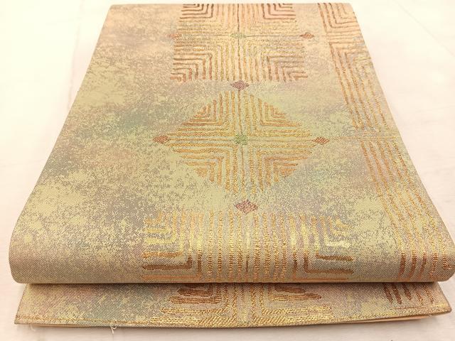 平和屋着物◎六通柄袋帯 恒虹 幾何学文様 金糸 引箔 正絹 逸品 BAAV4716yc