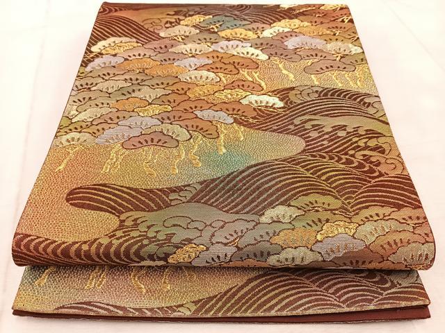 平和屋着物◎六通柄袋帯 浜松文 金銀糸 正絹 逸品 BAAV4745yc