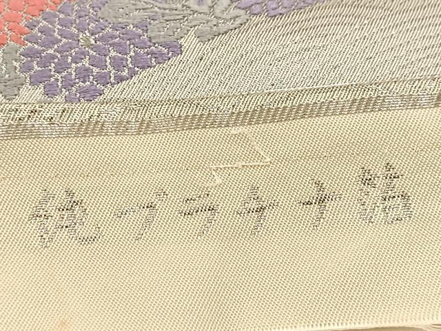 平和屋着物◎六通柄 本袋帯 唐織 花飾流水文 純プラチナ箔 正絹 逸品 BAAV4791yc