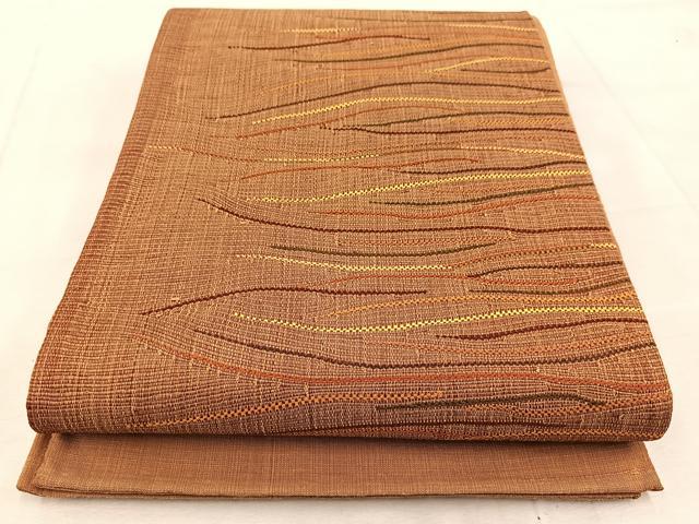 平和屋着物◎太鼓柄袋帯 紬地 横段文 正絹 逸品 BAAV4804yc
