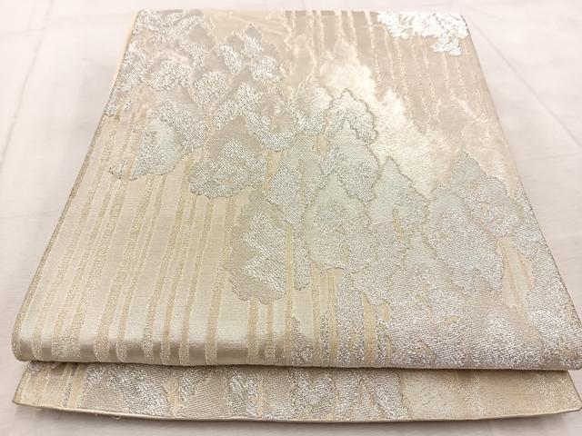 平和屋着物◎六通柄袋帯 樹林文 銀糸 正絹 逸品 BAAV4830yc