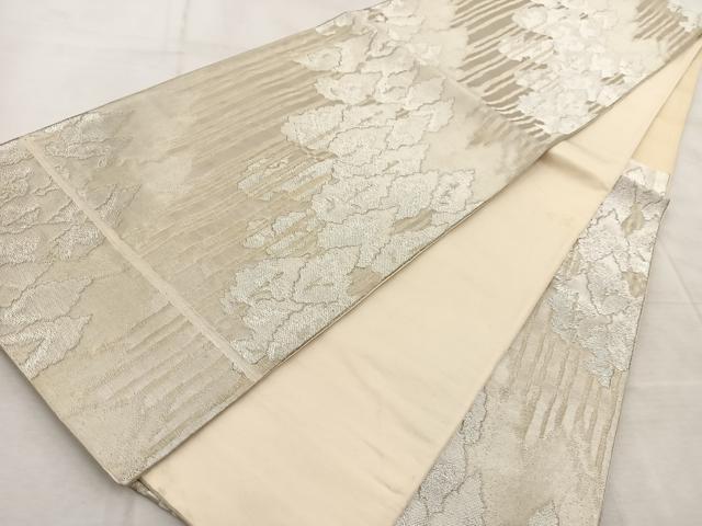 平和屋着物◎六通柄袋帯 樹林文 銀糸 正絹 逸品 BAAV4830yc