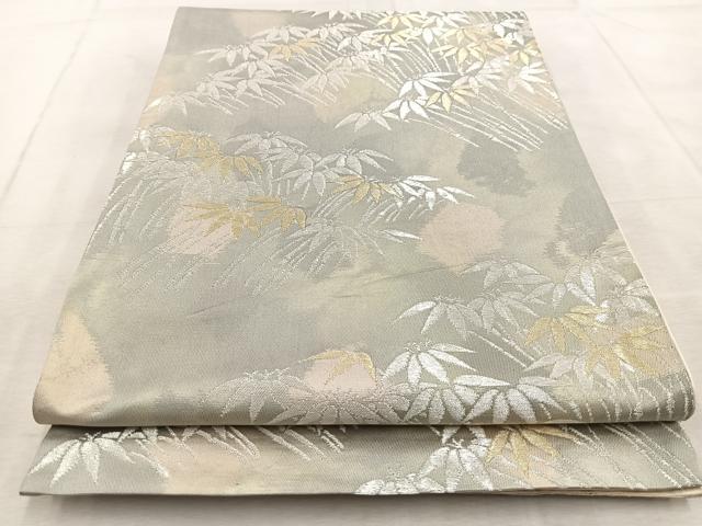 平和屋着物◎六通柄袋帯 竹林 金銀糸 引箔 正絹 逸品 BAAV4891yc