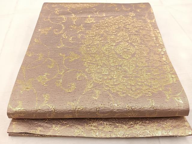 平和屋着物◎六通柄袋帯 正倉院花文 金糸 正絹 逸品 BAAV4921yc