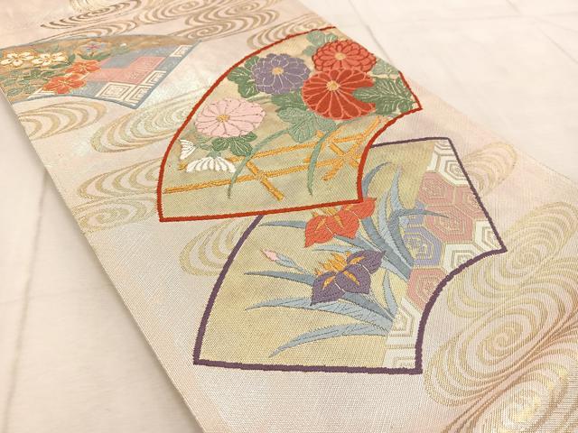 平和屋着物◎六通柄袋帯 唐織 地紙花文 金銀糸 正絹 逸品 BAAV4922yc