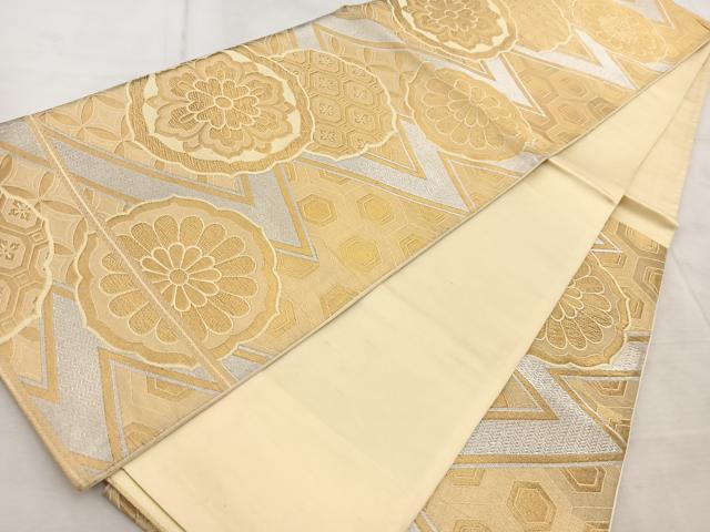 平和屋着物◎六通柄袋帯 吉祥花文 金銀糸 正絹 逸品 BAAV4929yc
