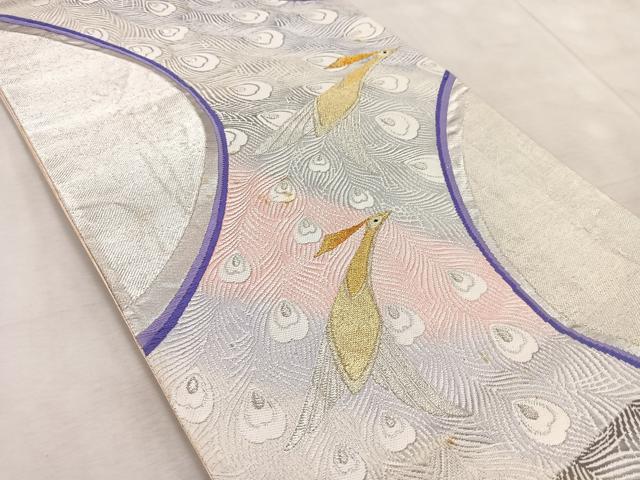 平和屋着物◎六通柄袋帯 唐織 孔雀 金銀糸 正絹 逸品 BAAV4941yc