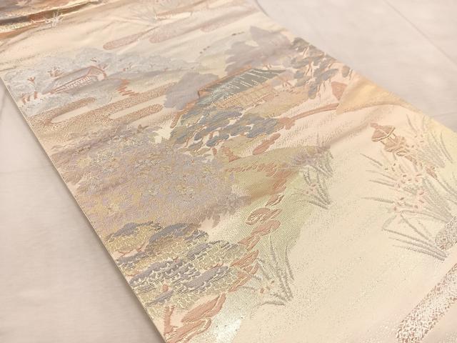 平和屋着物◎六通柄袋帯 京名所 プラチナ二重箔 正絹 逸品 BAAV4986yc