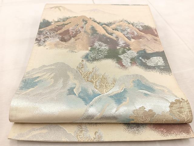 平和屋着物◎六通柄袋帯 重山文 金銀糸 引箔 正絹 逸品 BAAV4988yc