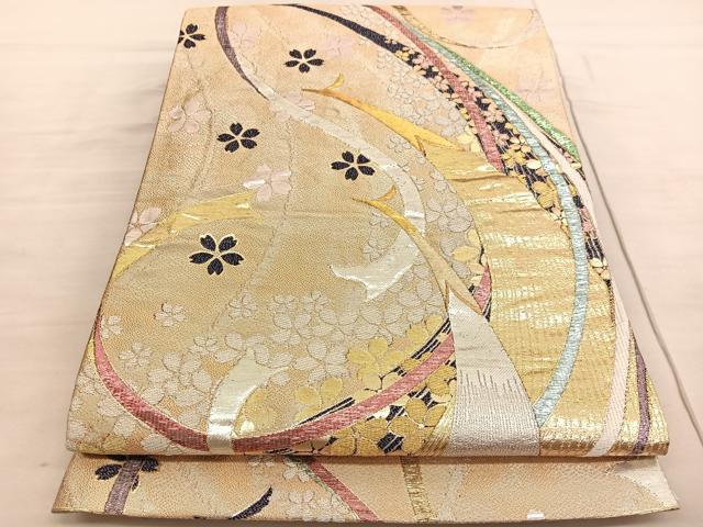 平和屋着物◎六通柄袋帯 花鳥文 金銀糸 正絹 逸品 BAAV5012hv