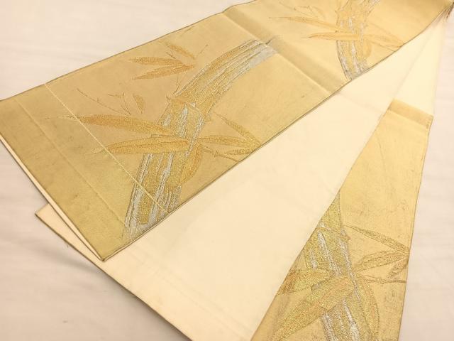 平和屋着物◎六通柄袋帯 笹竹文 金銀糸 三越扱い 正絹 逸品 BAAV5045hv